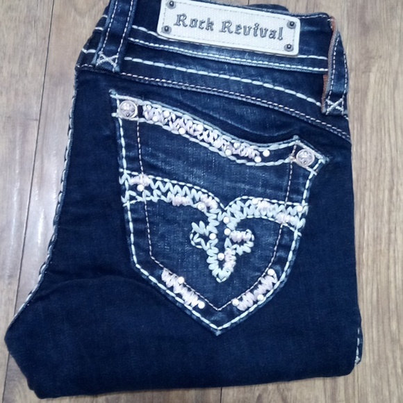 Rock Revival NWOT Women's 26 Amy Skinny Embroidered Rhinestones - Picture 2 of 9